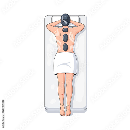 Canvas Print Woman receiving hot stone therapy treatment.