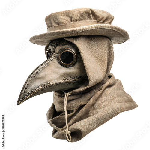 Canvas-taulu Beige Plague Doctor Mask Isolated on Transparent Background for Professional Usa