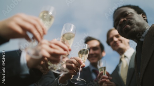 Celebrating Success with Cheers: Group Toast at a Business Event