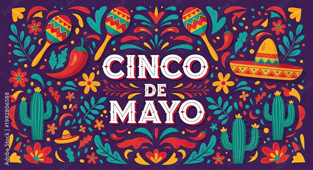 Naklejka premium Vibrant cinco de mayo celebration a colorful and festive illustration