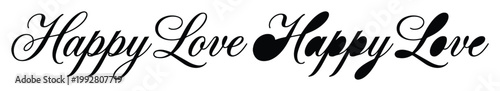 Fotografía Happy Love, elegant black script typography, romantic handwritten calligraphy, d