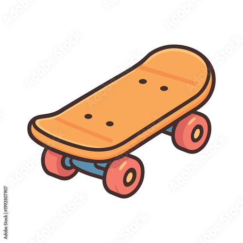 Orange skateboard flat vector illustration