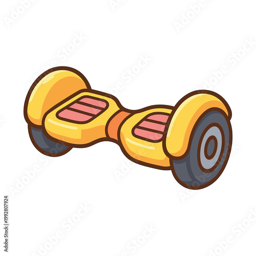 Yellow hoverboard scooter isolated on white background