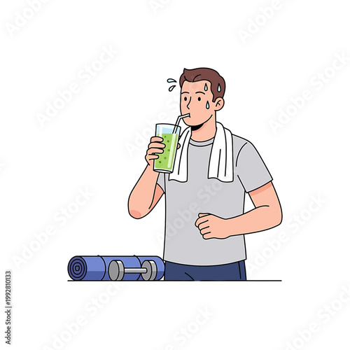 Man Drinking Sports Hydration Beverage.