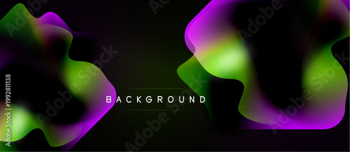 Abstract fluid shapes, vibrant colors blend into dark background. Text reads BACKGROUND centrally positioned. Modern design element.