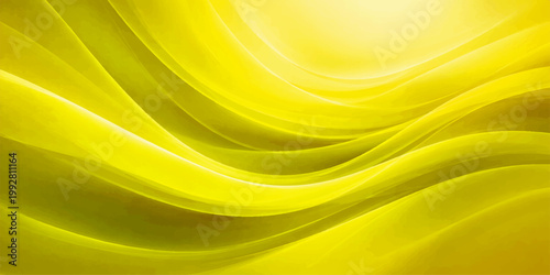 An elegant abstract yellow silk and satin background features flowing golden waves of smooth fabric with a soft light texture and a decorative curved motion design