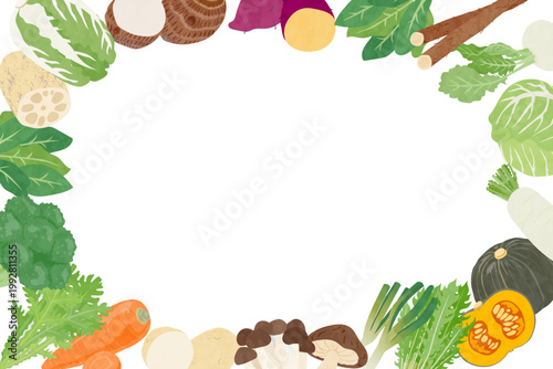 いろいろな野菜のフレームイラスト