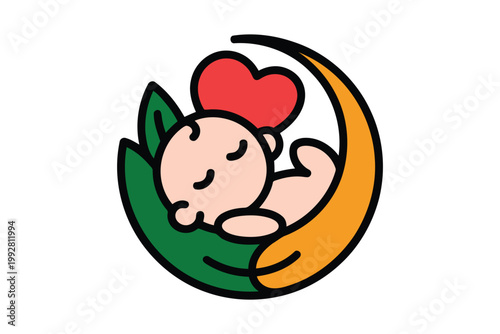 Heart shape nail polish logo with manicured hands and treatment brush.