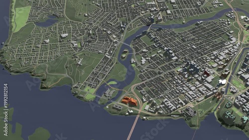 3D looped animation of city - Ottawa Canada
