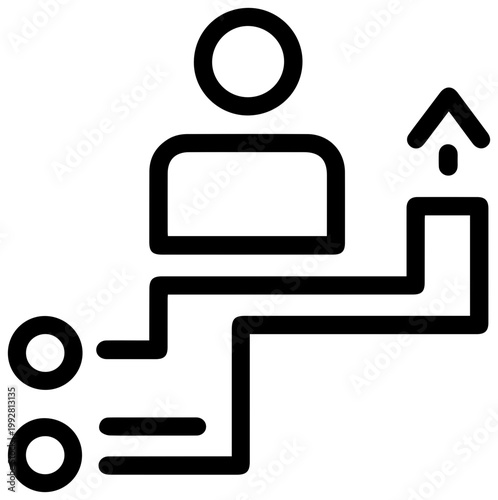 Stylized line art icon illustrating a career development pathway with milestones and upward progression symbolizing professional growth and advancement opportunities in a clean
