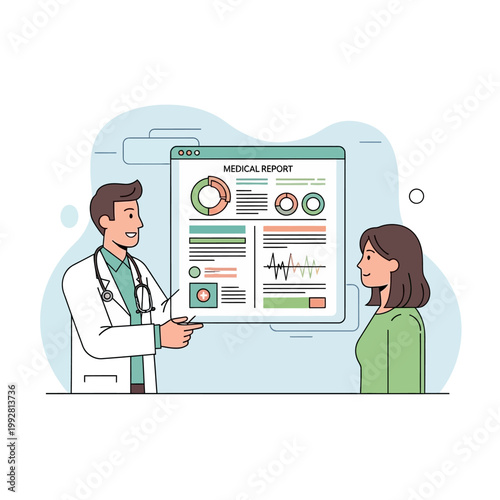 Doctor Explains Medical Report to Patient On Screen | Healthcare Consultation