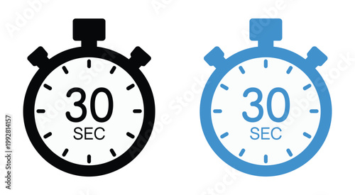 30 Seconds Timer Stopwatch Icon, countdown clock symbol