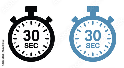30 Seconds Timer Stopwatch Icon, countdown clock symbol