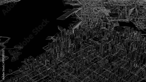 3D looped animation of city - Vancouver Canada