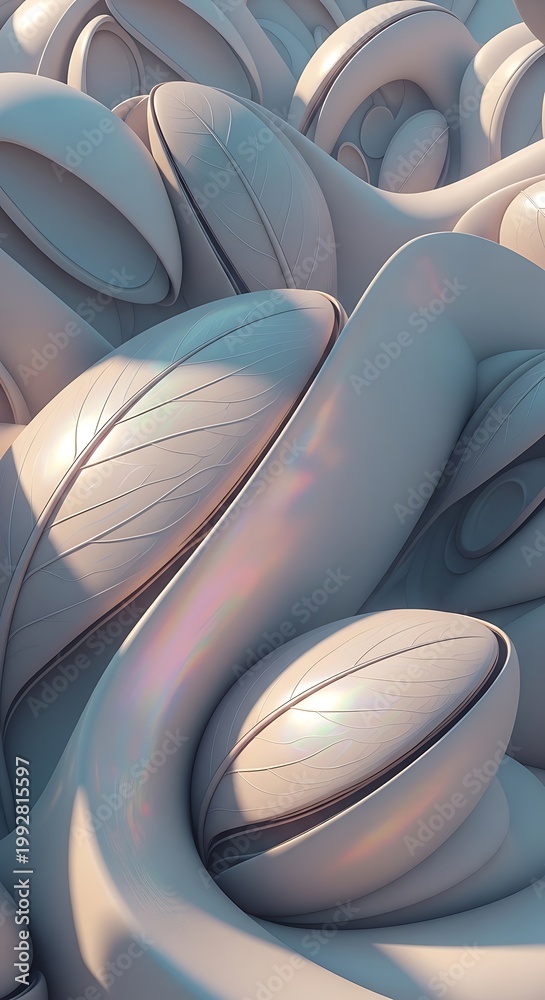 Obraz premium Abstract sculptural forms with smooth curved surfaces in soft lighting.