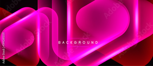 Abstract flowing shapes, vibrant pinks, reds. Dynamic composition creates modern background. Light effects add depth, visual interest.