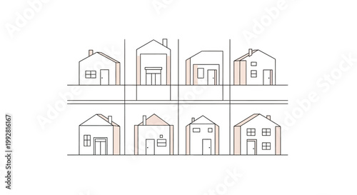 Modern Minimalist House Icon Collection for Real Estate, Community, and Property Concepts