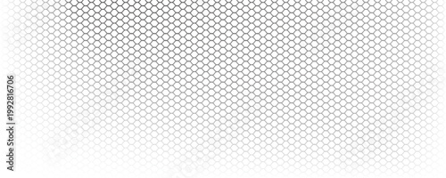 Fishing or soccer net. Repeated hexagon pattern. Black wired mesh texture isolated on white background. Metallic or fabric fence, cage or lattice structure. Vector graphic Illustration.