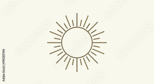 Golden Sunburst Emblem, Minimalist Solar Icon, Radiant Light Symbol, Elegant Design Element
