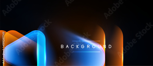 Abstract neon lines overlap, creating vibrant glow effect. Dark background emphasizes bright colors, modern design element.