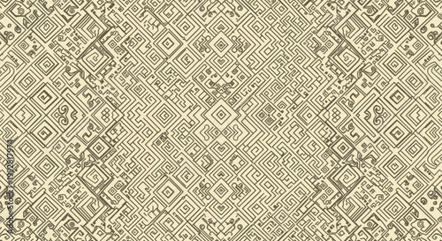 Intricate Geometric Ethnic Pattern, Vintage Textile Design, Abstract Background