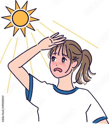 熱中症になりかけている体操服の女子学生