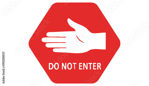 Set stop red sign icon with white hand, do not enter. Warning stop sign - stock vector