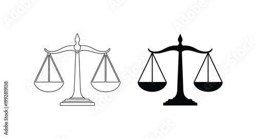 A depiction of scales of justice shown in both a light and dark contrast representing balance high quality