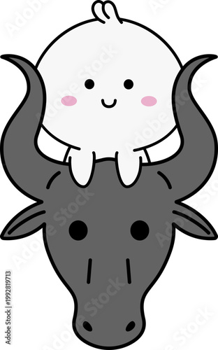 Karakter Kawaii Imut dengan Kepala Banteng Sila Keempat Pancasila