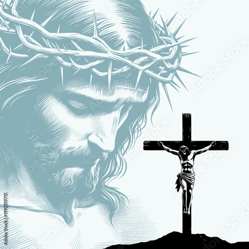 hand drawing illustration of a jesus christ crucifixion on the cross (artwork 3)