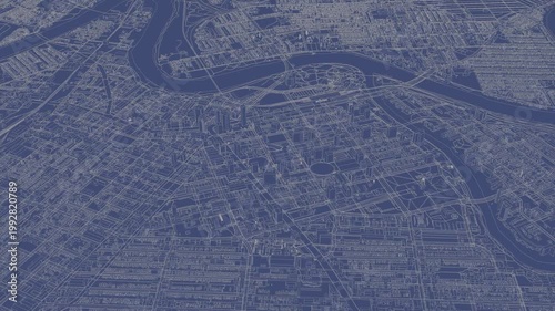 3D looped animation of city - Winnipeg Canada