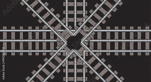 Multiple Railroad Tracks Converging in a Star Pattern.