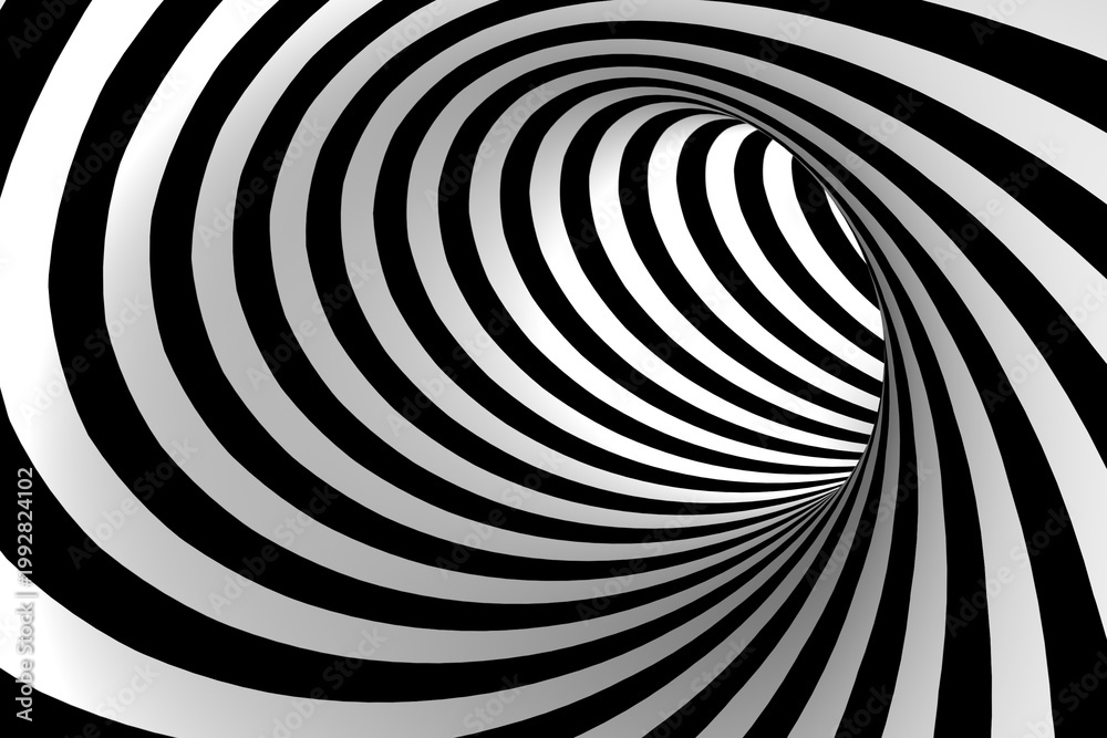 Fototapeta premium Black and White Spiral Optical Illusion Background