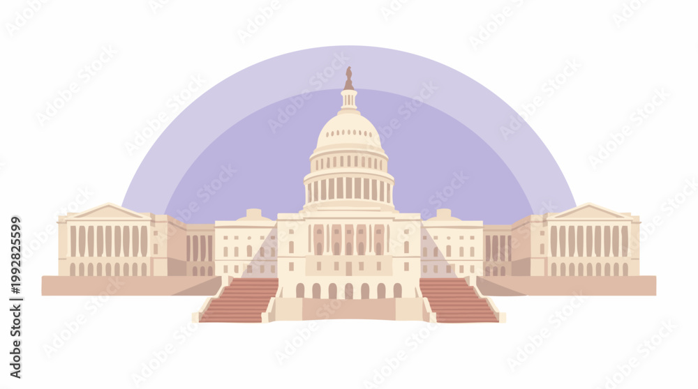 Fototapeta premium Minimalist vector illustration of the iconic US Capitol Building