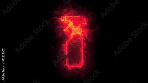 Cleaning day on fire - spray icon with blazing fire