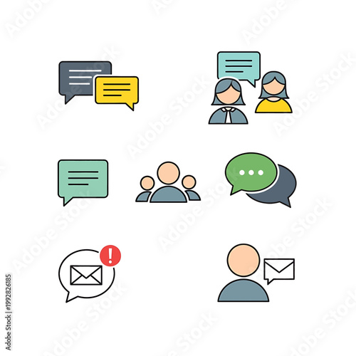 Flat design communication icons set.
