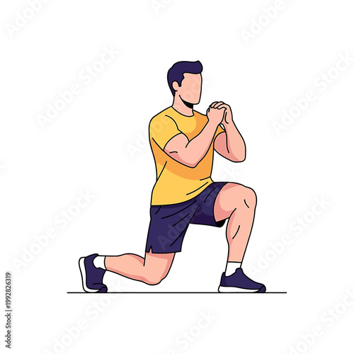 Man doing a single leg lunge.
