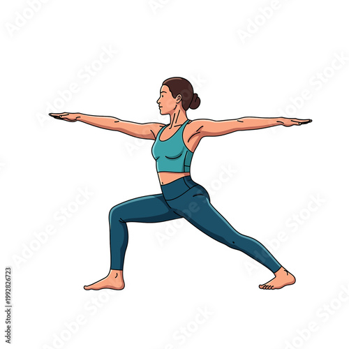 Woman in Warrior Yoga Pose Side.