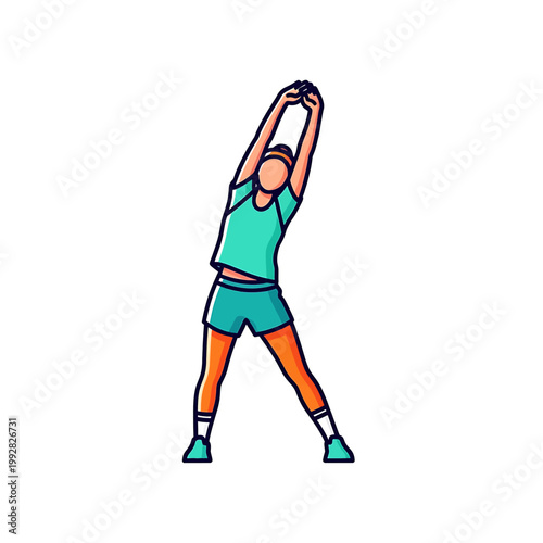 Woman stretching with fitness ball overhead.