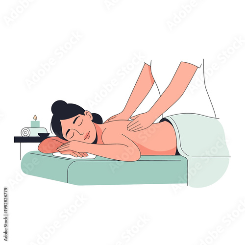 Woman receiving massage therapy on back.