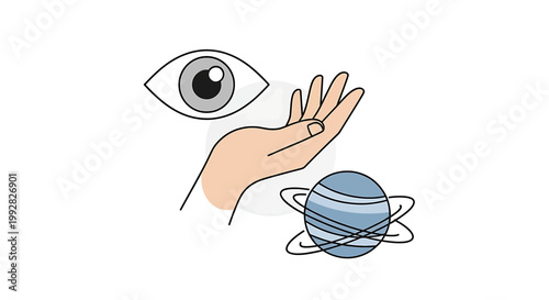 Hand Reaching for Eye and Planet.