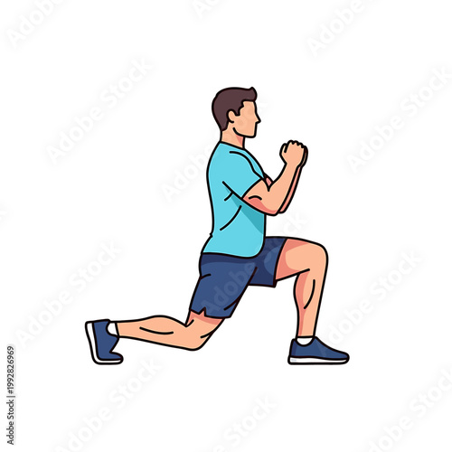 Man doing a lunge exercise.