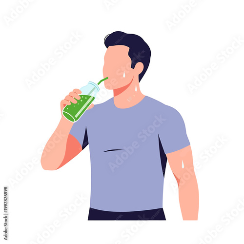 Man drinking from a bottle.