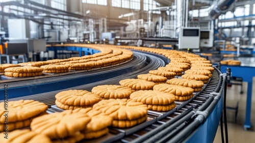 Cookie Production Line in a Modern Factory