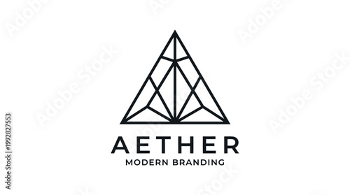 Geometric pyramid logo features a minimalist triangle design for modern branding