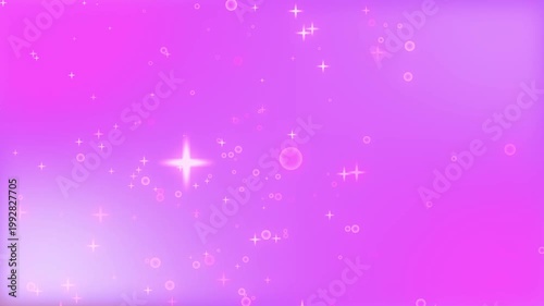 Soft pinkish background with falling bubbles and sparks