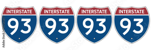 Foto Interstate 93 Highway Vector Signs Set