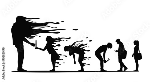 bullying and harassment concept with silhouettes