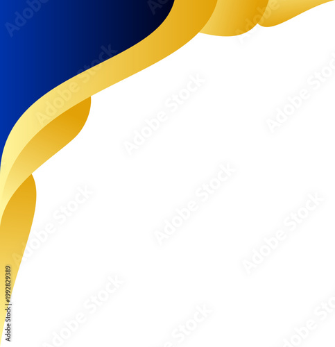 Bold blue and gold curves flow gracefully against a clean white background. Elegant lines suggest movement, sophistication, and premium design