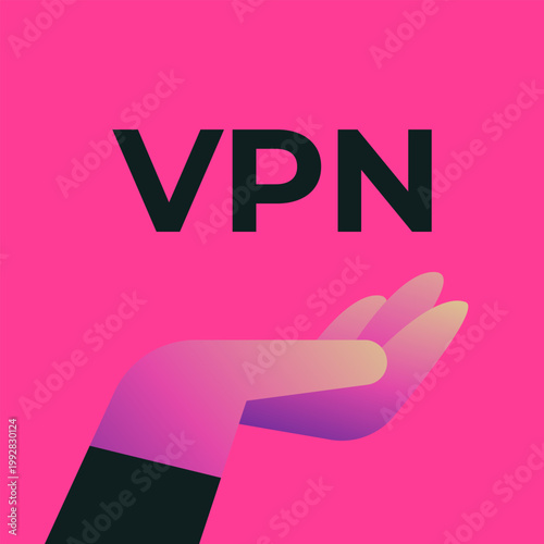 VPN security concept with protected access and privacy control in minimal gradient style. Ideal for cybersecurity, data protection, privacy, and secure internet connection design.
